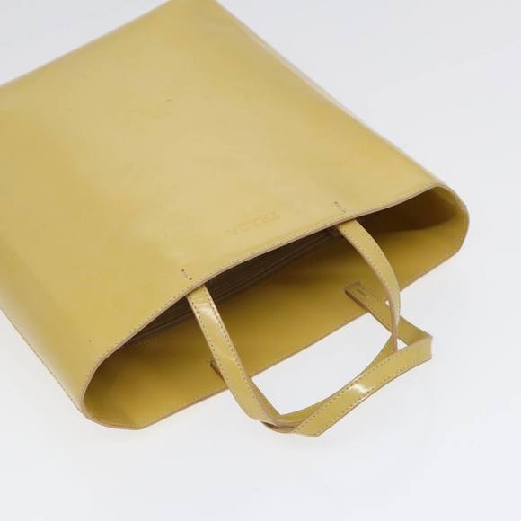 PRADA Hand Bag Enamel Yellow Silver Auth bs17418 - Picture 6 of 16